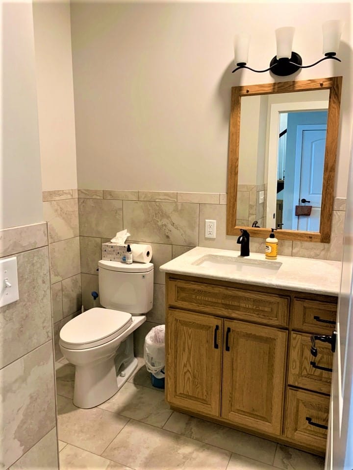 brown and beige bathroom
