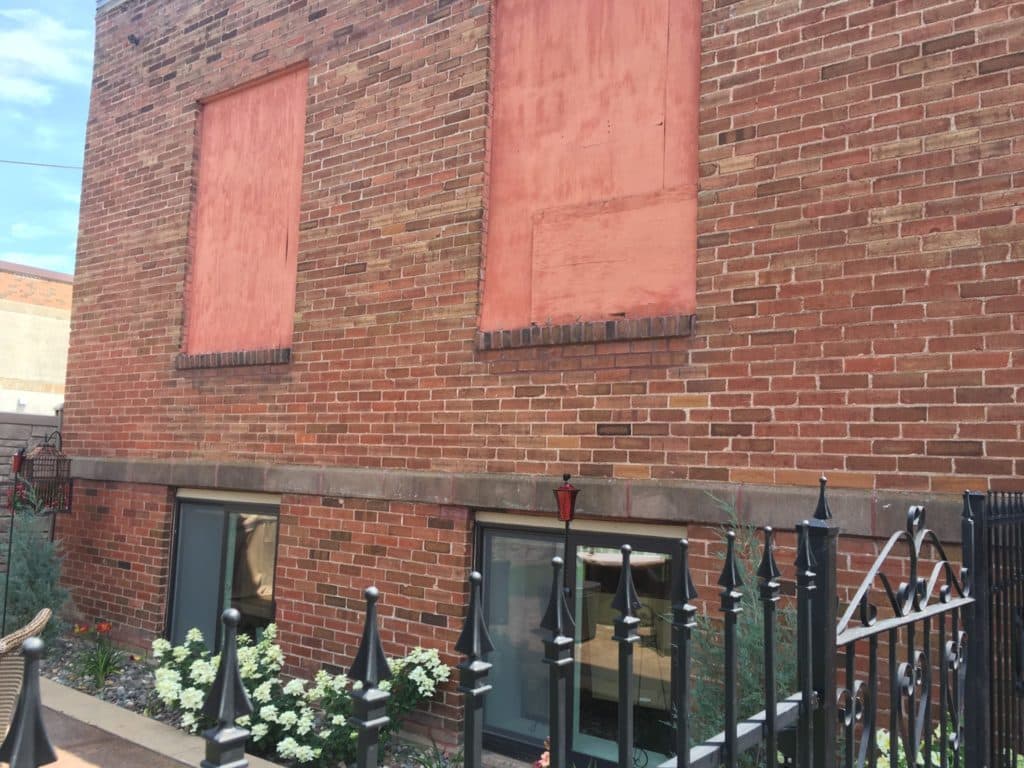 boarded up windows