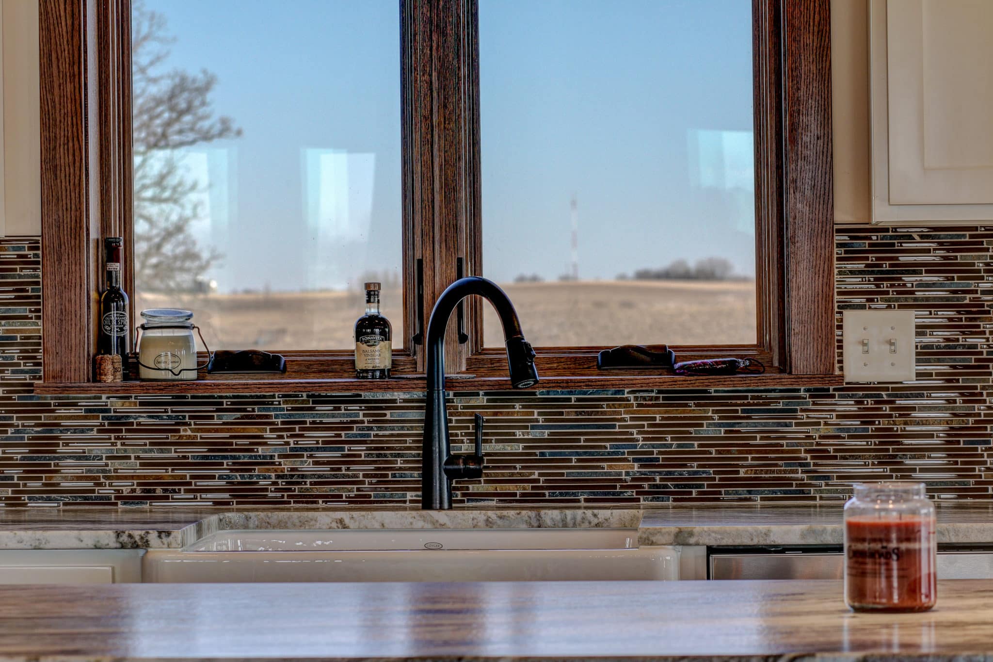 windows above a kitchen sink