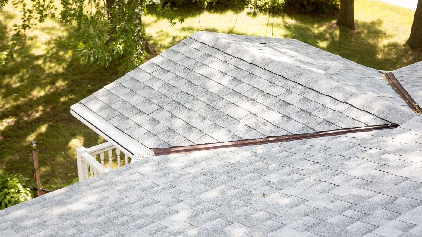 GAF asphalt shingles on a completed residential roof