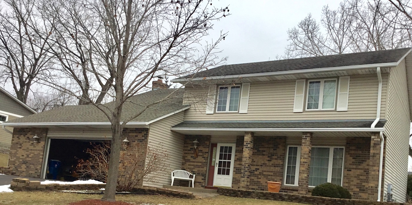 Bloomington home with newly installed LeafGuard gutters