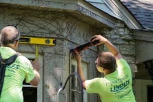 Installing new house windows in old house.