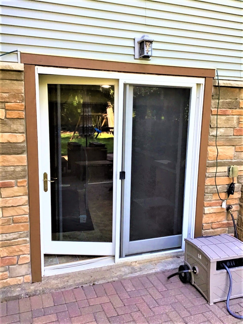 marvin french sliding patio door installed on Woodbury home